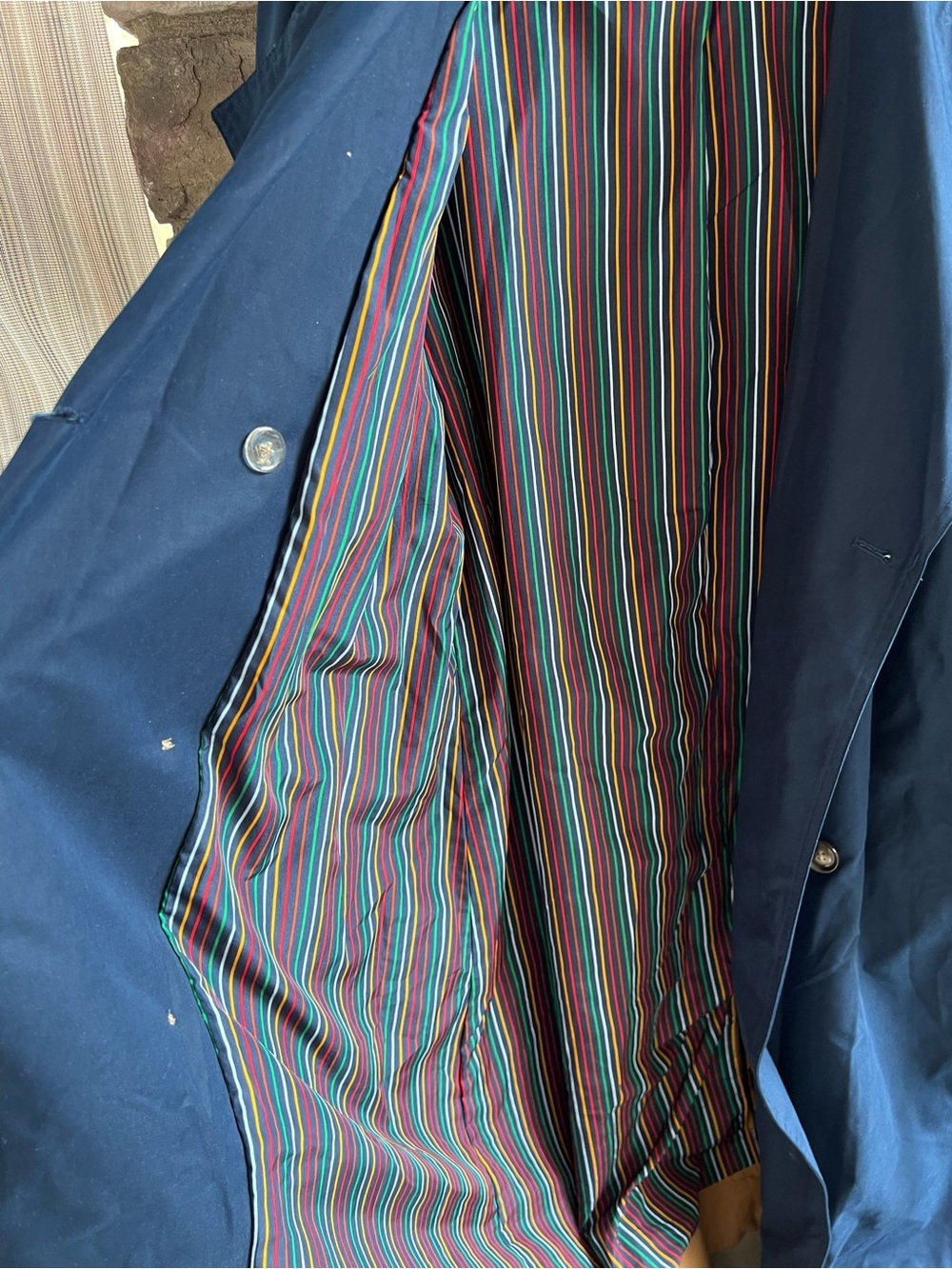 LA LIGNE X TARGET Side Stripe Navy and Tan Trench Coat - Classic Belted Coat XL - Picture 8 of 12